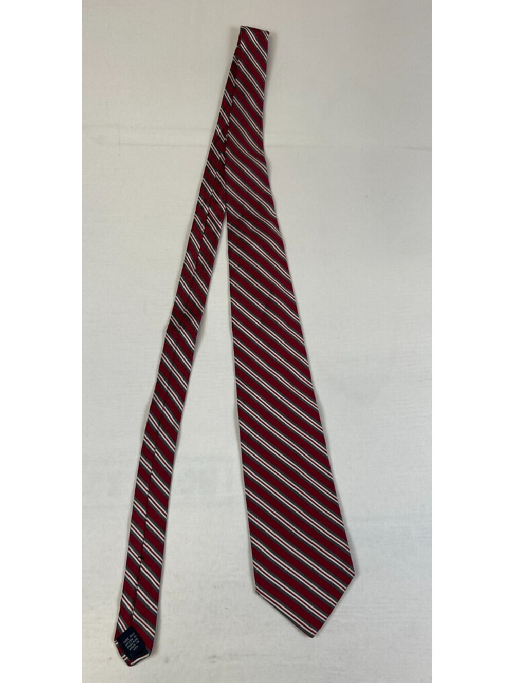Vintage Brooks Brothers Tie Men's Red Grey White Stripe Pure Silk Woven